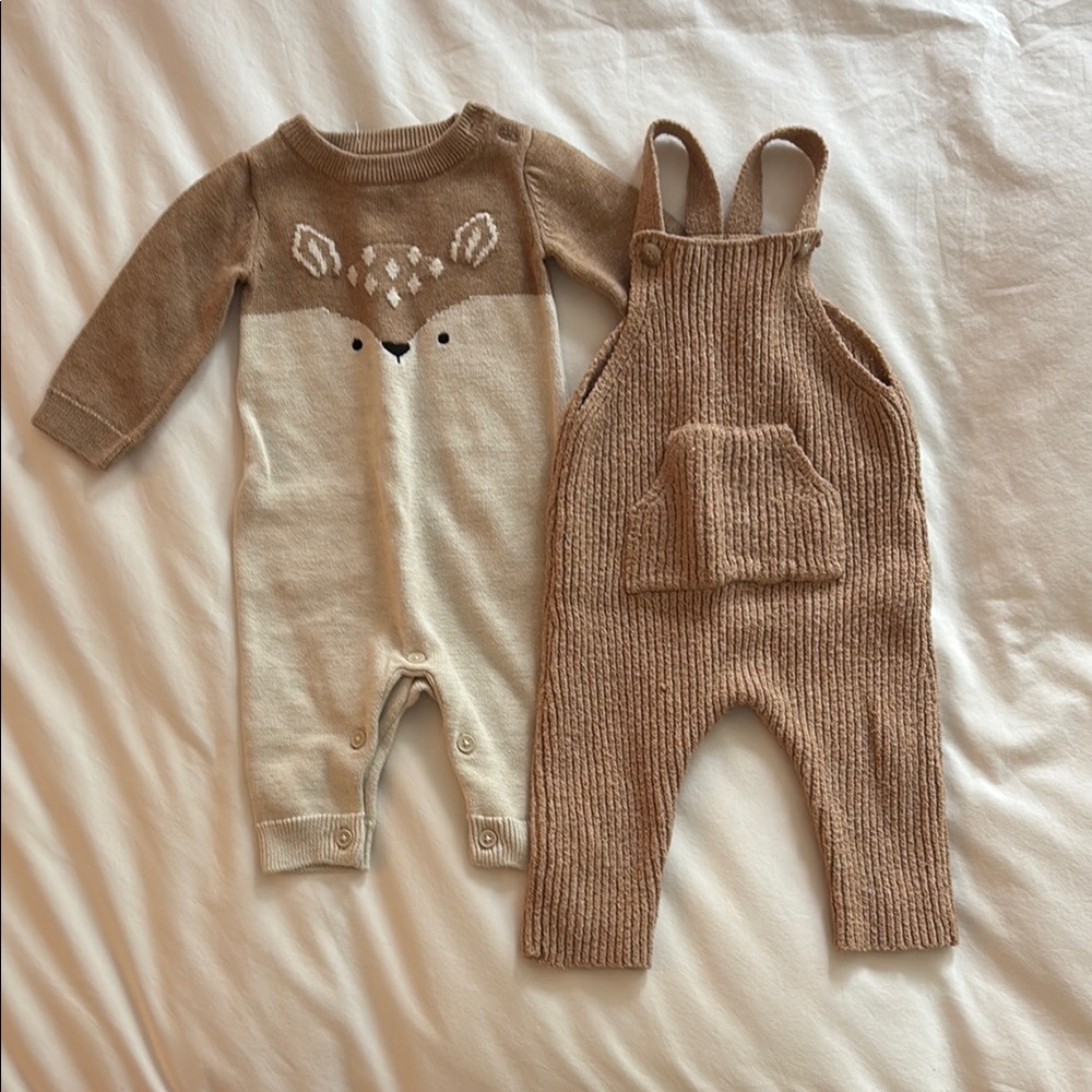 Zara Kids One Piece Set - Brown and Cream